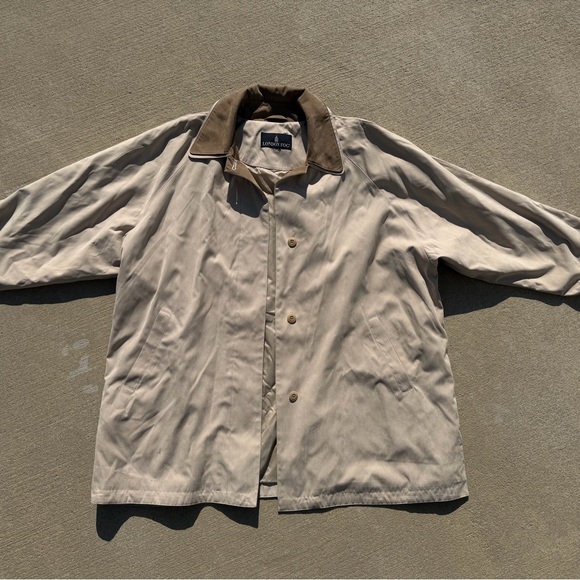 London Fog Jackets & Blazers - London Fog Womens L Trench Tan Coat Suede Brown Collar Lining Vintage